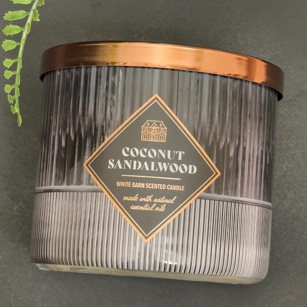 BBW Coconut Sandalwood White Barn Bath & Body Works 3 Wick Candle - Picture 5 of 10